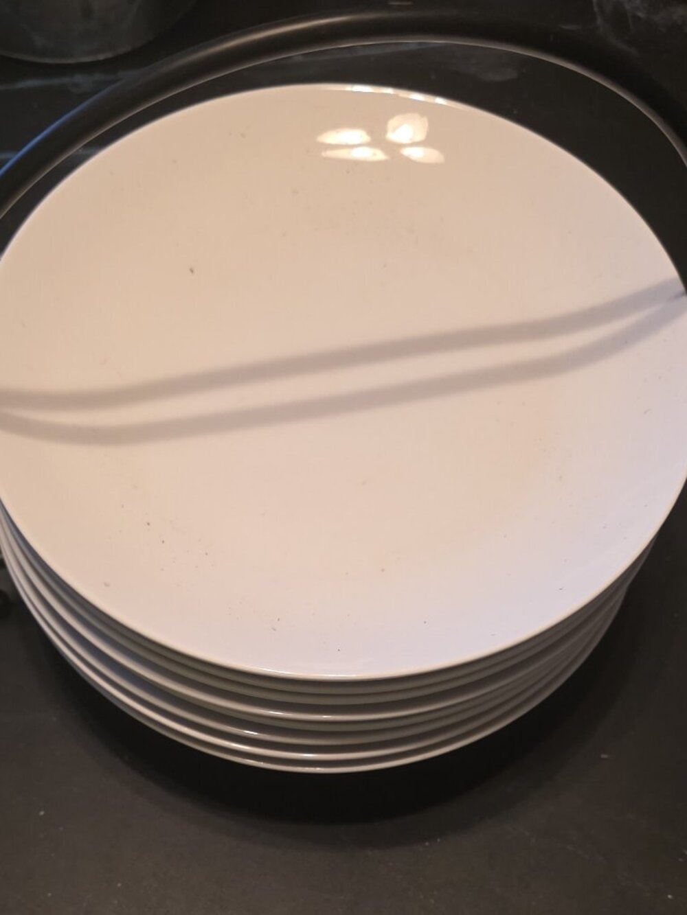 Maison Blanc 9 piece white porcelain plate set with stand holder
